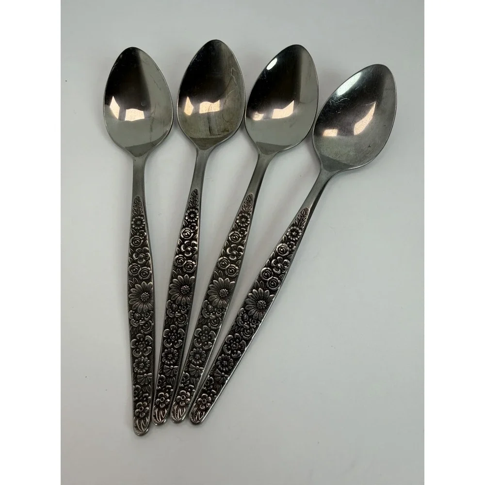 Interpur JARDINERA Stainless Steel Japan Floral 4 Teaspoons MCM